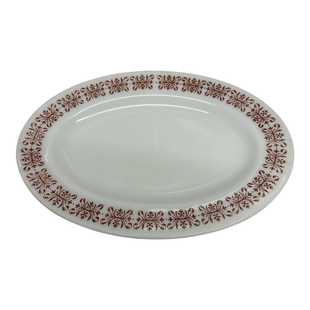 Anchor Hocking Anchorware Pyrex Double Tough Restaurant Milk Glass Oval Platter